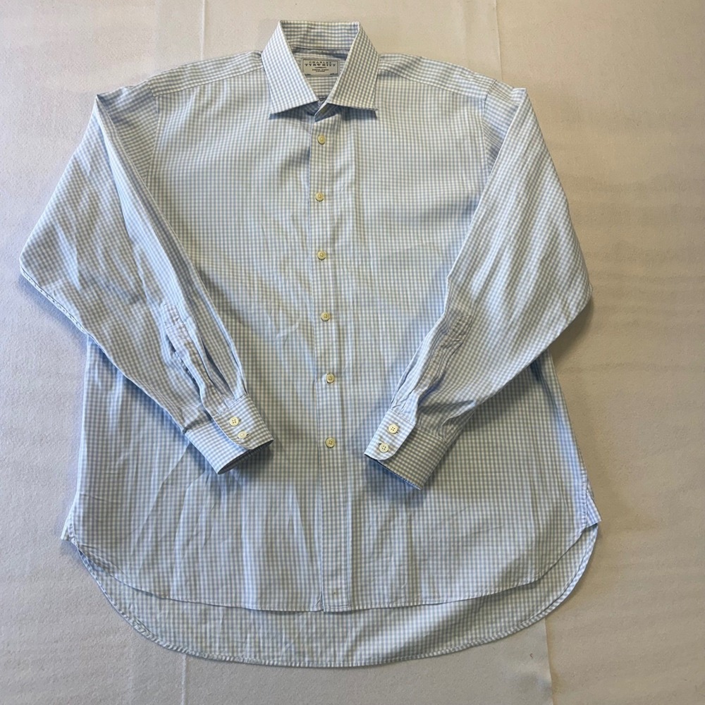 Charles Tyrwhitt Jermyn Street London Blue Gingham Dress Shirt Men's 17.5 36in